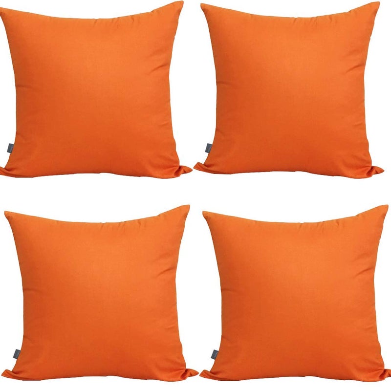 Thmyo 4-Pack 100% Cotton Comfortable Solid Decorative Throw Pillow Case Square Cushion Cover Pillowcase Sublimation Blank Pillow Covers Thanksgiving DIY Throw Pillowcase(20x20inch,Orange) - Image 1